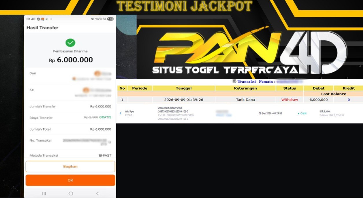 JACKPOT SLOT Wild Ape Rp6,000,000- LUNAS